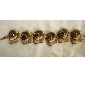 Vintage Goldtone Rose Bracelet